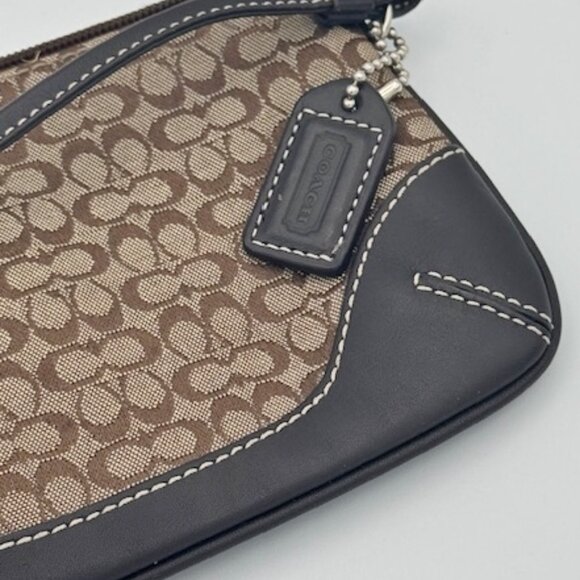 Coach Vintage Wristlet Tan Brown Logo Leather Coin Purse Hang Tag - Picture 2 of 4